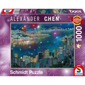 Пъзел Schmidt от 1000 части - Фойерверки над Хонг Конг, Александър Чен