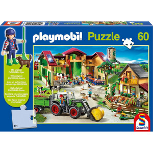 Пъзел Schmidt от 60 части - Фермата на Playmobil, с фигурка