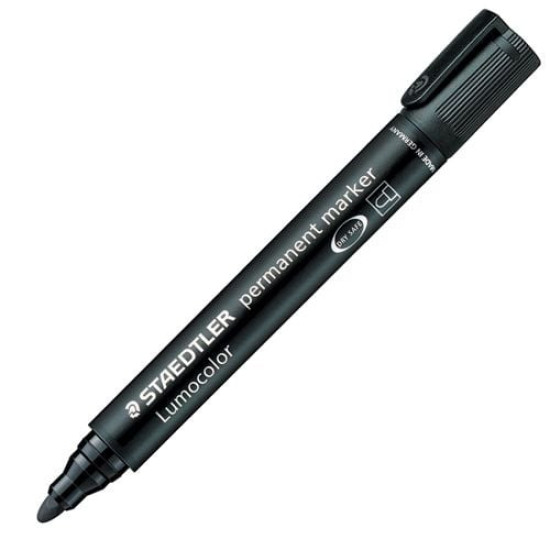 Перманентен маркер Staedtler Lumocolor с объл връх, черен | Ученически пособия
