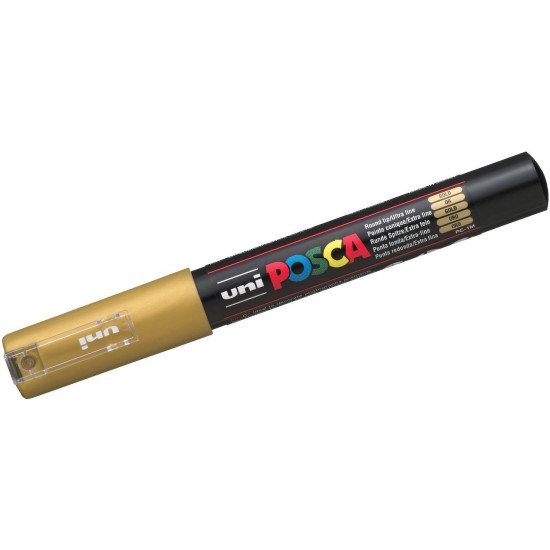Перманентен маркер с объл връх Uni Posca - PC-1M, 1.0 mm, златен | За всеки ден