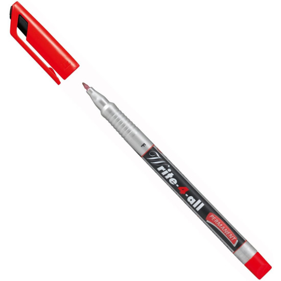 Перманентен тънкописец Stabilo - Write-4-All, 0.7 mm, червен | Ученически пособия