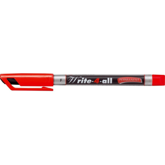 Перманентен тънкописец Stabilo - Write-4-All, 0.7 mm, червен | Ученически пособия