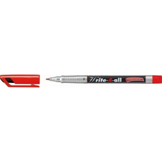 Перманентен тънкописец Stabilo - Write-4-All, 0.7 mm, червен | Ученически пособия