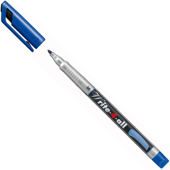 Перманентен тънкописец Stabilo - Write-4-All, 0.7 mm, син | Ученически пособия