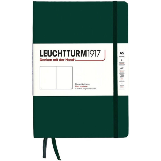 Тефтер Leuchtturm1917 Natural Colors - A5, тъмнозелен, бели листове, твърди корици | Тефтери, бележници и планери