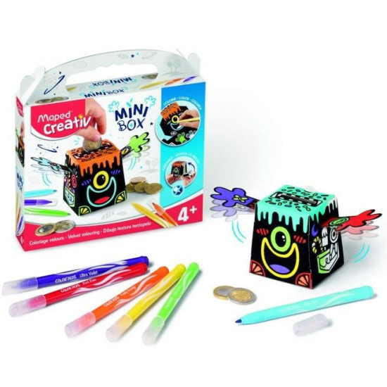 Творчески комплект Maped Mini Box - Велурена касичка, 7 части | Творчески комплекти