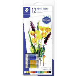 Акрилни бои Staedtler DJ - 12 цвята x 12 ml Акрилни бои Staedtler DJ - 12 цвята x 12 ml
