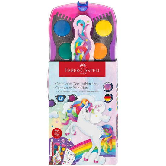 Акварелни бои Faber-Castell Unicorn - Connector, 12 цвята