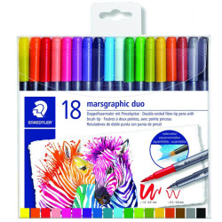 Акварелни двувърхи флумастери Staedtler, 18 цвята  Акварелни двувърхи флумастери Staedtler, 18 цвята