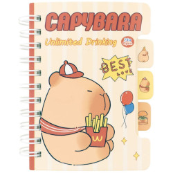 Бележник със спирала Spree Capybara - 80 листа, с 3 разделителя, асортимент