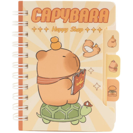 Бележник със спирала Spree Capybara - 80 листа, с 3 разделителя, асортимент Бележник със спирала Spree Capybara - 80 листа, с 3 разделителя, асортимент
