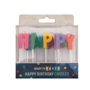 Свещи за рожден ден - цветни букви Happy Birthday - 2.4 см - 13 броя