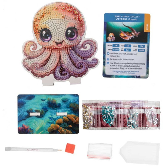 Комплект за диамантена бродерия, Craft Buddy, Crystal Art Buddies, Октопод, 7 части Комплект за диамантена бродерия, Craft Buddy, Crystal Art Buddies, Октопод, 7 части