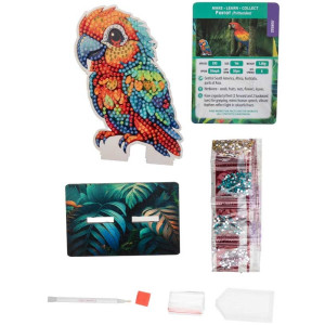 Комплект за диамантена бродерия, Craft Buddy, Crystal Art Buddies, Папагал, 7 части