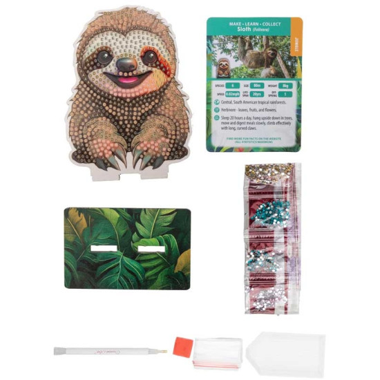 Комплект за диамантена бродерия, Craft Buddy, Crystal Art Buddies, Ленивец, 7 части Комплект за диамантена бродерия, Craft Buddy, Crystal Art Buddies, Ленивец, 7 части