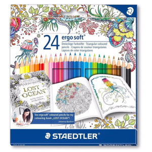 Комплект цветни моливи Staedtler Johanna Basford Ergosoft, 24 цвята
