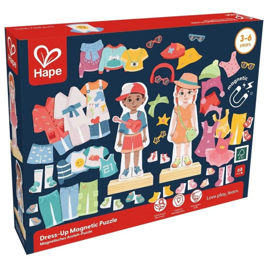 Детски магнитен пъзел HaPe от 68 части - Мода | Hape