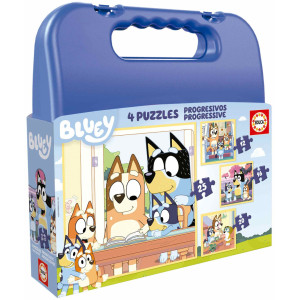 Детски пъзел в куфарче Educa 4 в 1 - Блуи