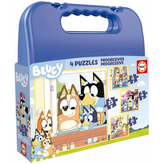 Детски пъзел в куфарче Educa 4 в 1 - Блуи