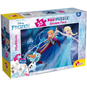 Двулицев пъзел Lisciani за оцветяване от 35 части - Замръзналото кралство