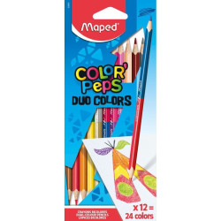 Двувърхи цветни моливи Maped Color Peps - 12 молива, 24 цвята