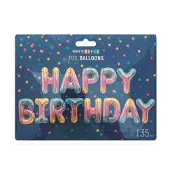 Фолиеви балони - цветни букви Happy Birthday  - 35 см - 13 бр.