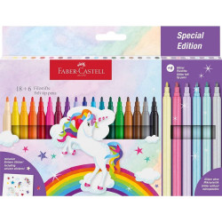 Флумастери Faber-Castell - Еднорог, 18 + 6 цвята