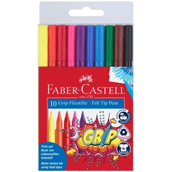 Флумастери Faber-Castell Grip - 10 цвята Флумастери Faber-Castell Grip - 10 цвята