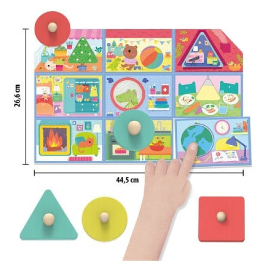 Детска игра Headu Montessori - Бебешка къща от разноцветни форми | Headu