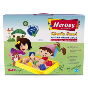 Кинетичен пясък Heroes - Голям басейн, с 8 фигурки,1000 g