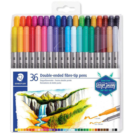 Двувърхи флумастери Staedtler, 36 цвята