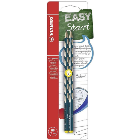 Комплект ергономични моливи Stabilo Easy - HB, 2 броя, за лява ръка