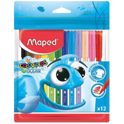 Комплект флумастери Maped Color Peps - Ocean Life, 12 цвята