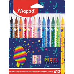 Комплект флумастери Maped Color Peps - Pixel Party, 12 цвята