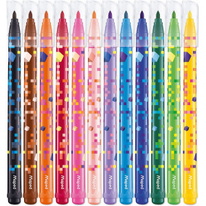 Комплект флумастери Maped Color Peps - Pixel Party, 12 цвята