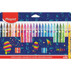 Комплект флумастери Maped Color Peps - Pixel Party, 24 цвята