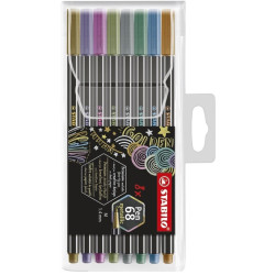 Комплект флумастери Stabilo Pen 68 - 8 металически цвята Комплект флумастери Stabilo Pen 68 - 8 металически цвята