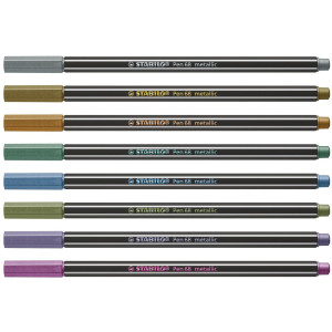 Комплект флумастери Stabilo Pen 68 - 8 металически цвята