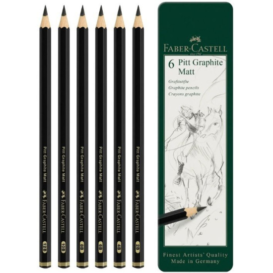 Комплект графитни моливи Faber-Castell Pitt - Matt, 6 броя Комплект графитни моливи Faber-Castell Pitt - Matt, 6 броя