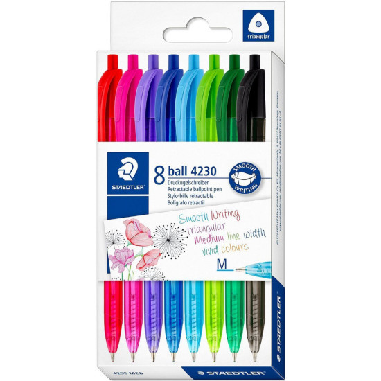 Комплект химикалки Staedtler 423 - 8 броя, цветни