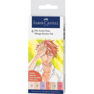 Комплект маркери Faber-Castell Pitt Artist - Manga Kaoiro, 6 цвята