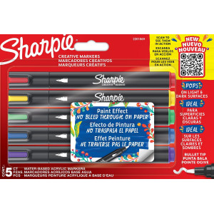 Комплект маркери Sharpie Acrylic - 5 цвята, блистер