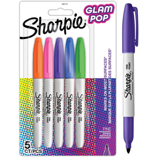 Комплект маркери Sharpie - Glam Pop, 5 цвята