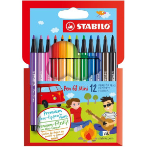 Комплект мини флумастери Stabilo Pen 68 - 12 цвята