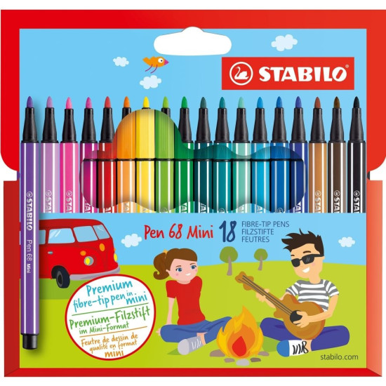 Комплект мини флумастери Stabilo Pen 68 - 18 цвята