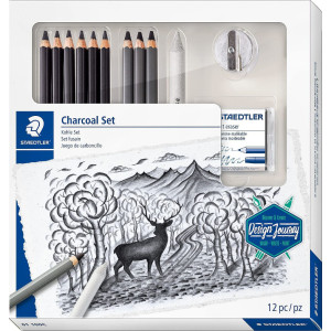 Комплект моливи Staedtler DJ - Charcoal, 12 части
