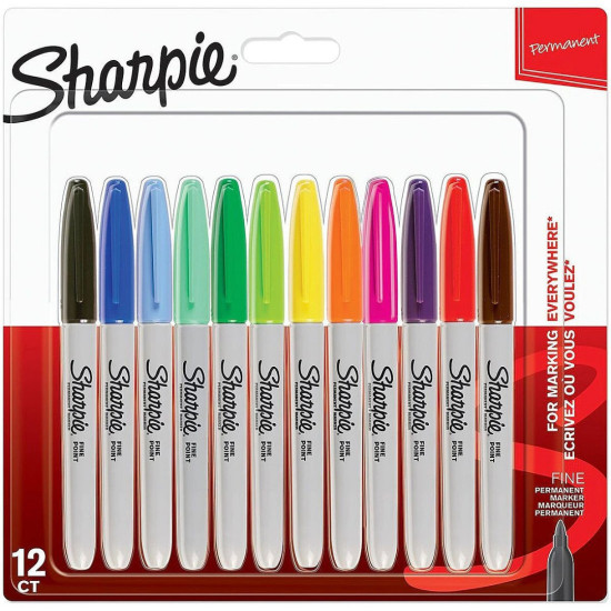 Комплект перманентни маркери Sharpie - F, 12 цвята