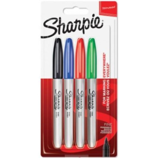 Комплект перманентни маркери Sharpie - F, 4 броя