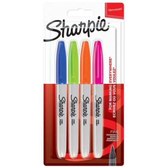 Комплект перманентни маркери Sharpie - F, 4 цвята