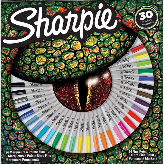 Комплект перманентни маркери Sharpie Crocodile Eye - 30 цвята